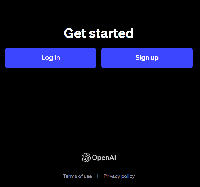 chatgpt login screen