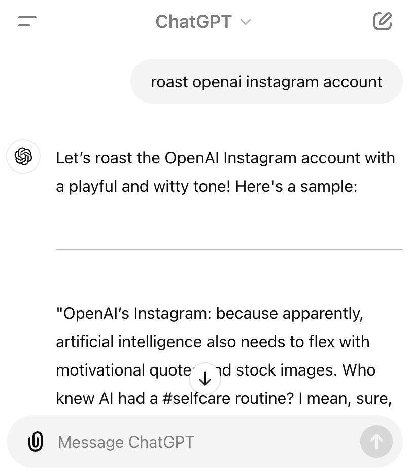 ChatGPT Instagram Roast