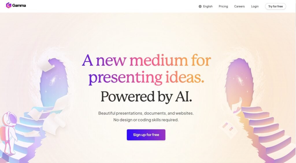 Sitio web para crear presentaciones con IA Gamma