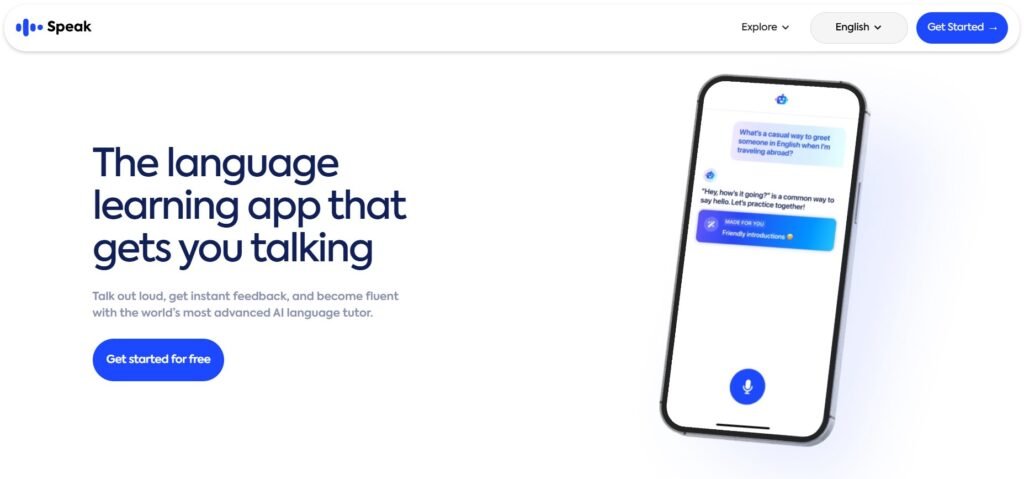 App for learning foreign language Speak