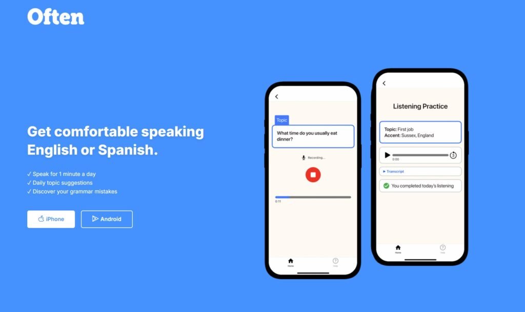 Platform for learning a foreign language with AI Often.