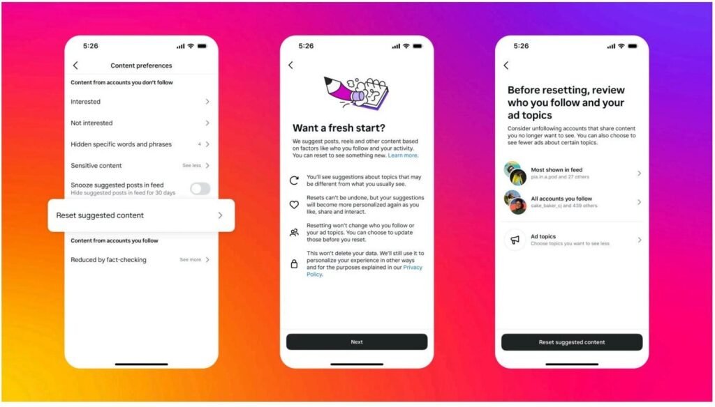 Tutorial how to reset instagram explore settings